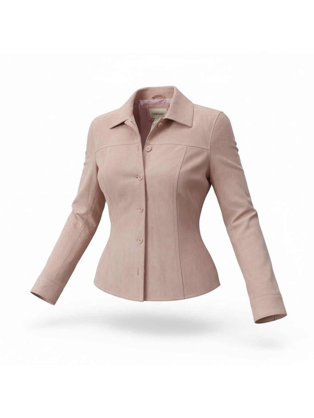Cherokee Womens Pale Pink Suede Leather Jacket Size Small Collar, Button Front